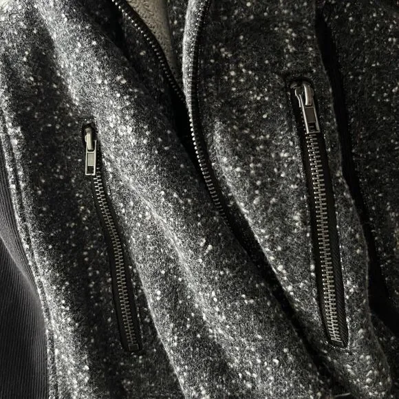 Splendid Womens Size Small Moto Coat biker jacket Gray Black Mock Neck NWT - Picture 10 of 13